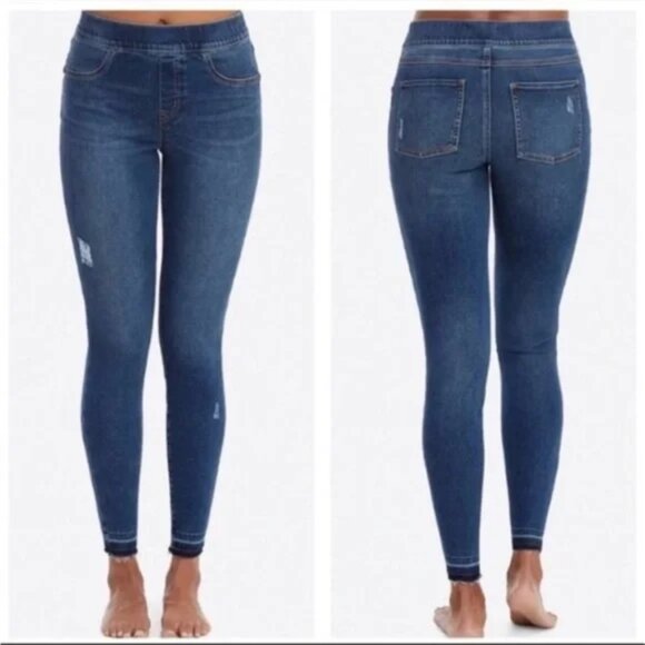 SPANX Denim - SPANX High Waisted Lightly Distressed Skinny Jeans - Size Medium